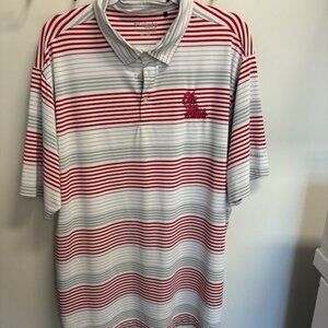 Ole Miss Rebels Columbia Golf Polo Shirt 2XL Men's Red Gray White Striped